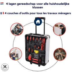 4toolz Xxl Gereedschapskoffer - 1020-delig - Aluminium Gereedschapstrolley Met Wielen