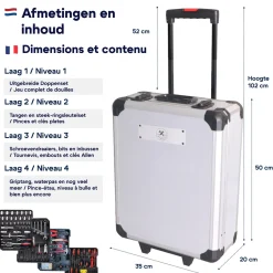 4toolz Xxl Gereedschapskoffer - 1020-delig - Aluminium Gereedschapstrolley Met Wielen