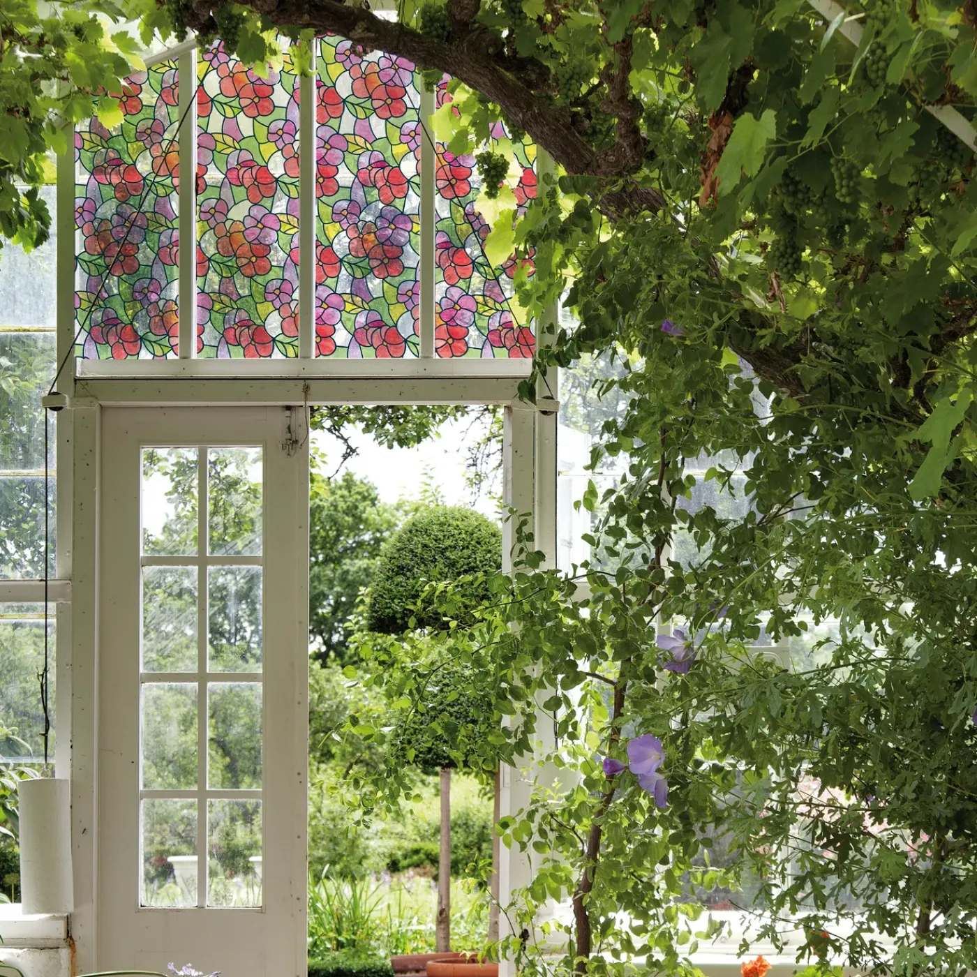 Transform Zelfklevende Raamfolie - Glas in Lood Bloemen Multi - 45 x 200 cm