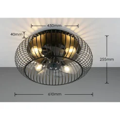 Trio - Plafondventilator Johanna - Zwart - 61x61x25.5 Cm