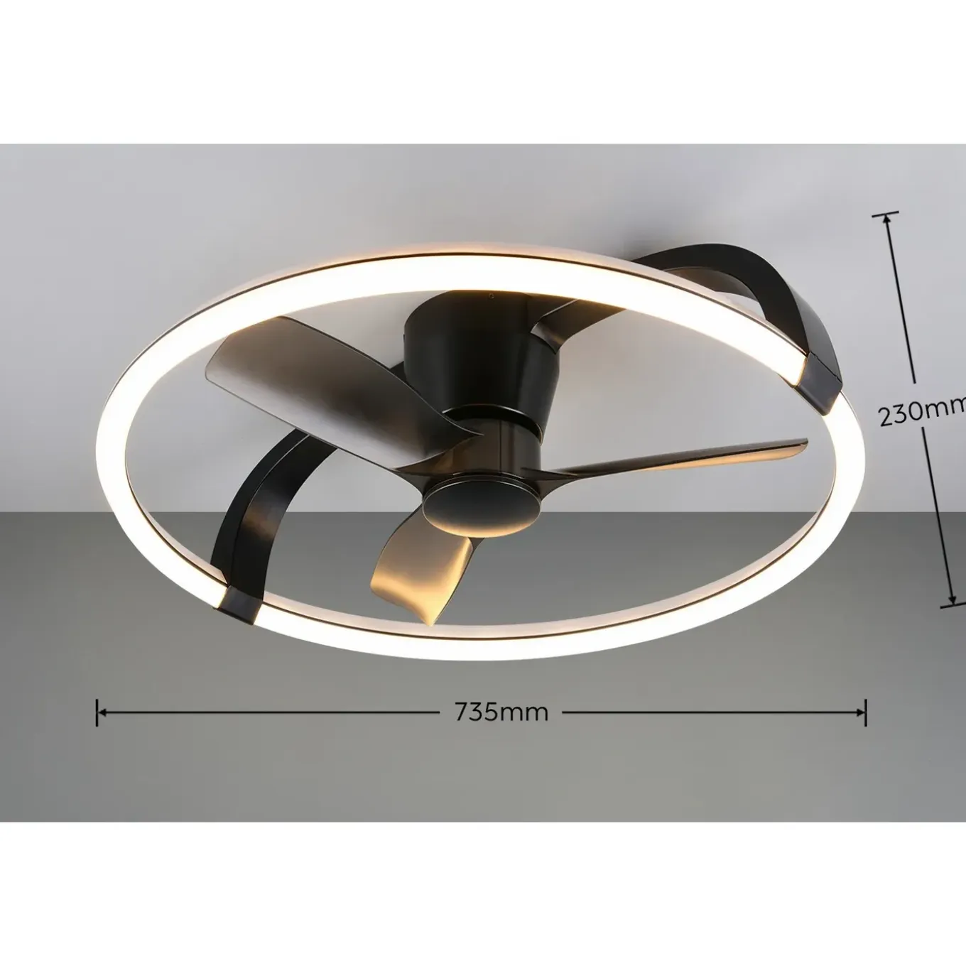 Trio - Plafondventilator Stockholm - Zwart Mat - 73.5x73.5x23 Cm