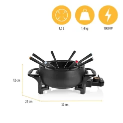 Tristar Fonduepan - Elektrische Fondue - 1,5 Liter - 8 Personen - 1000 Watt - FO-1107