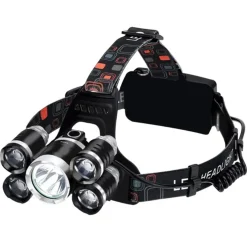 Trizand - Multifunctionele Led Hoofdlamp 5x Cree T6 – Helder En Comfortabel