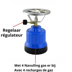 TronicXL Camping kooktoestel met 4gasvulling, campingkooktoestel, camping, butaangasbrander