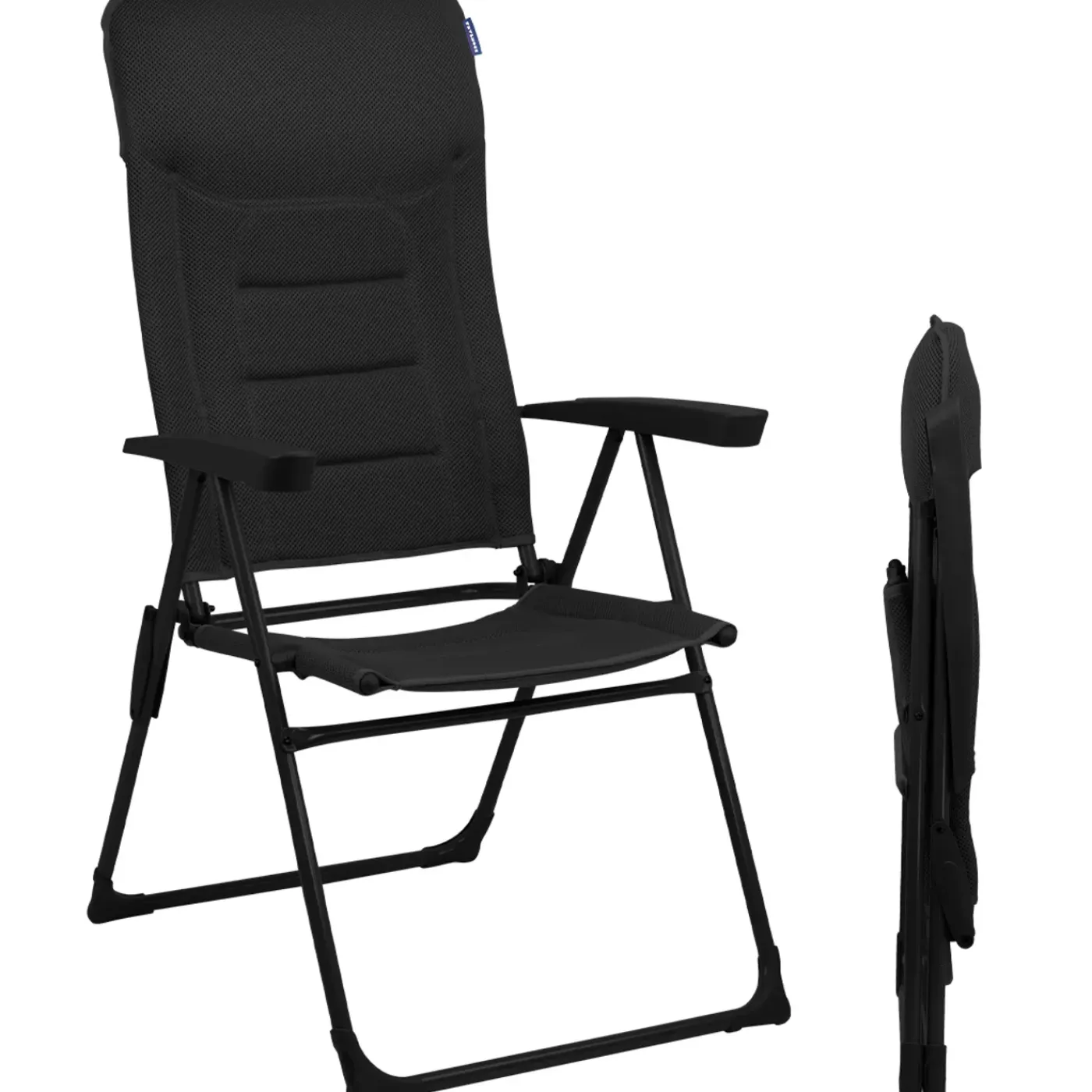 TRVLMORE Campingstoel - 7 Standen - 120 Kg - Ligstand - Inklapbaar - Zwart