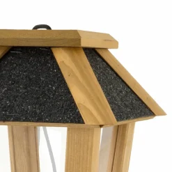 Tuintoppers Vogelvoederhuis Hangend Met Bitumen Dak En Ophangkoord – Naturel Eiken Kleur
