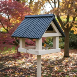 Tuintoppers Vogelvoederhuis Grey Wash Met Paal En Antraciet Latten Dak – Apex Design