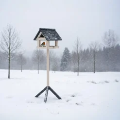 Tuintoppers Vogelvoederhuis Grey Wash Met Paal En Antraciet Latten Dak – Apex Design