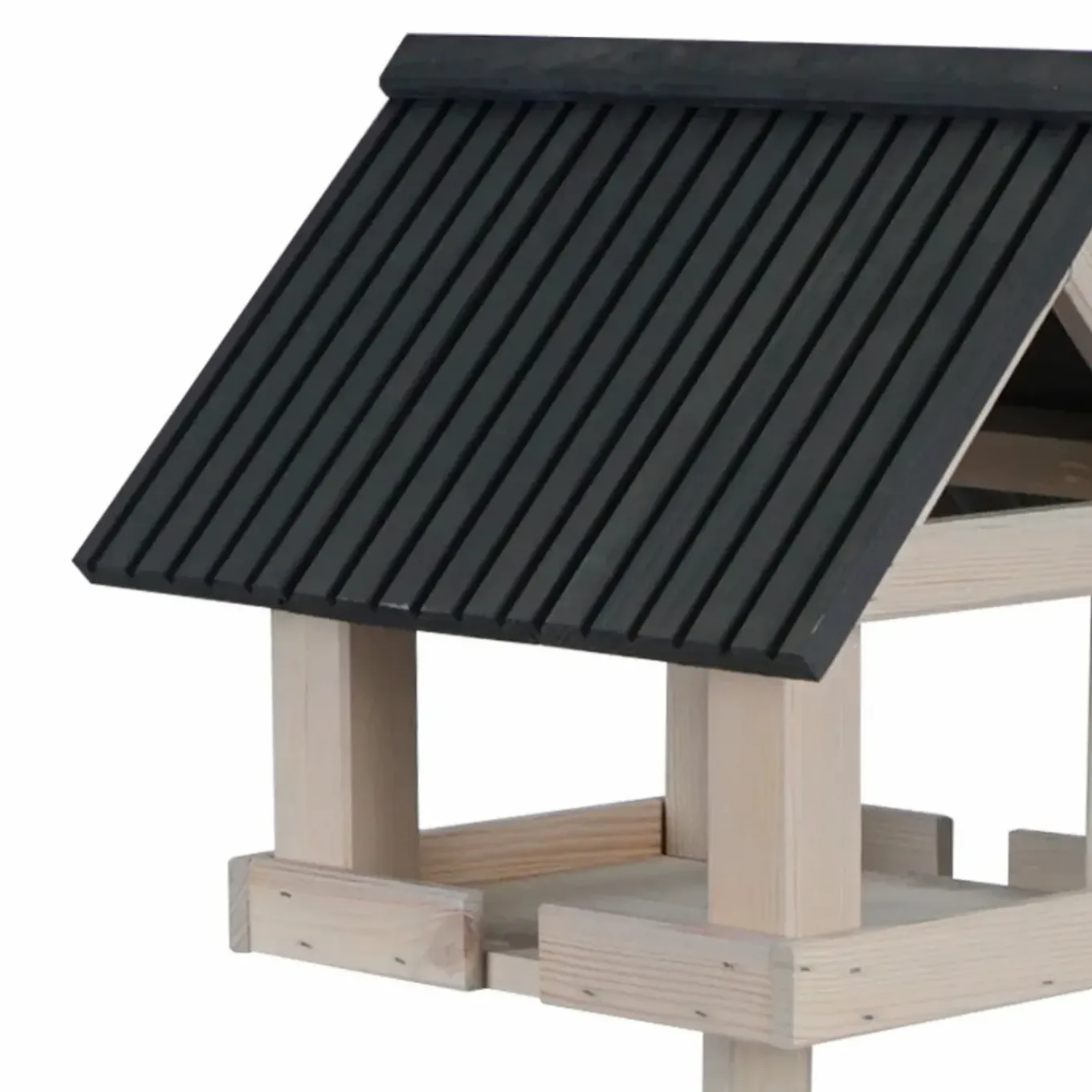 Tuintoppers Vogelvoederhuis Grey Wash Met Paal En Antraciet Latten Dak – Apex Design