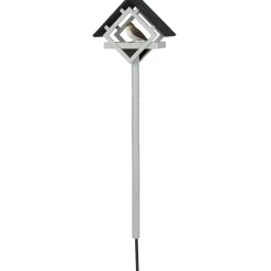 Tuintoppers Vogelvoederhuis Op Paal Met Stalen Grondpen - Ruit Design Grijs/zwart