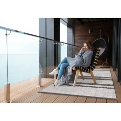 Tulup - Buitenkleed Balkon - Grijze Lijnen - Rood - 60x90 Cm - Tapijt Voor Buiten
