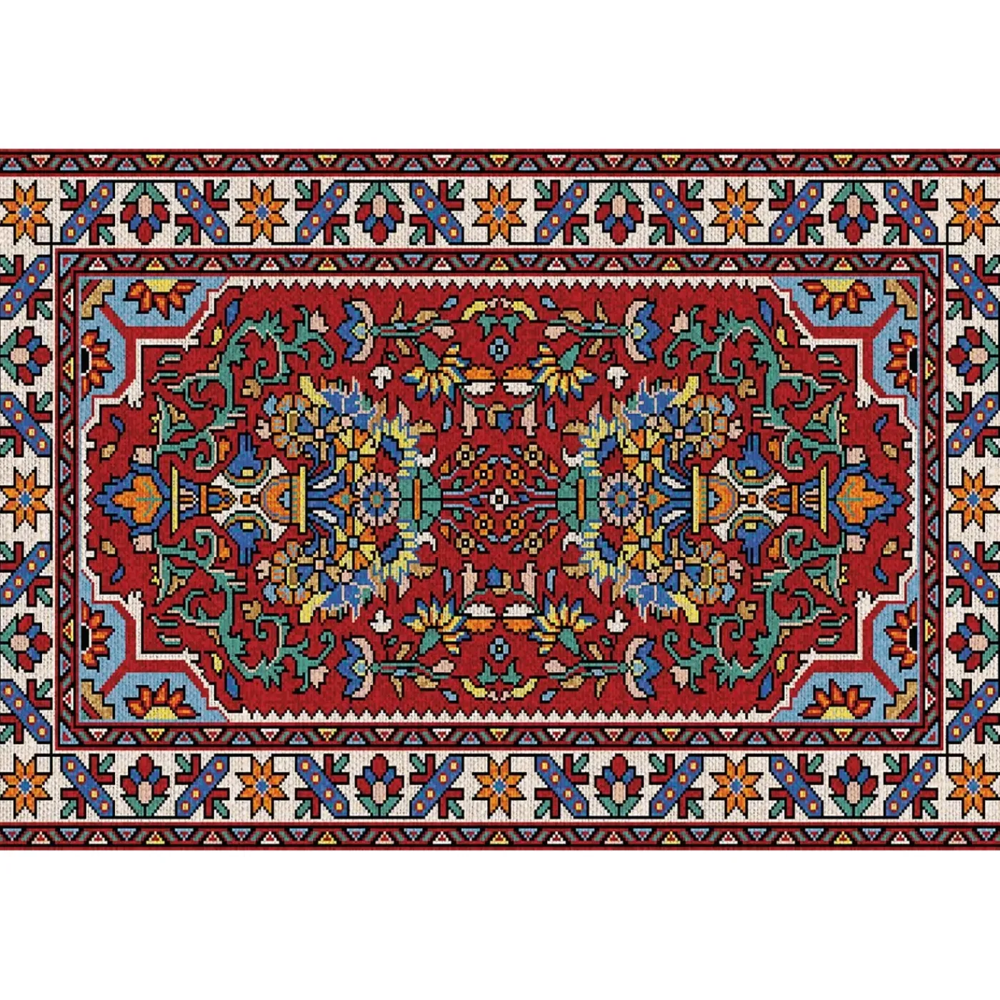 Tulup - Buitenkleed Balkon - Retro Perzische Stijl - Rood - 60x90 Cm - Tapijt Voor Buiten