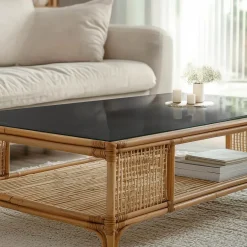 Tulup - Bureaublad - Rechthoek - Zwart - 120x80 Cm - Glazen Tafelblad - Eettafel
