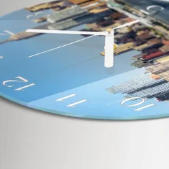 Tulup - Decoratieve Glazen Klok - Ronde - Horizon - Veelkleurig - 30 - Witte Handen