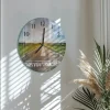 Tulup - Decoratieve Glazen Klok - Ronde - Padveld - Grijs - 30 - Zwarte Handen