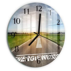 Tulup - Decoratieve Glazen Klok - Ronde - Padveld - Grijs - 30 - Zwarte Handen