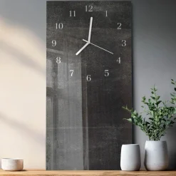 Tulup - Decoratieve Glazen Klok - Rechthoekige Verticaal - Grafiet - Grijs - 30x60 - Witte Handen