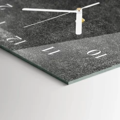 Tulup - Decoratieve Glazen Klok - Rechthoekige Verticaal - Grafiet - Grijs - 30x60 - Witte Handen