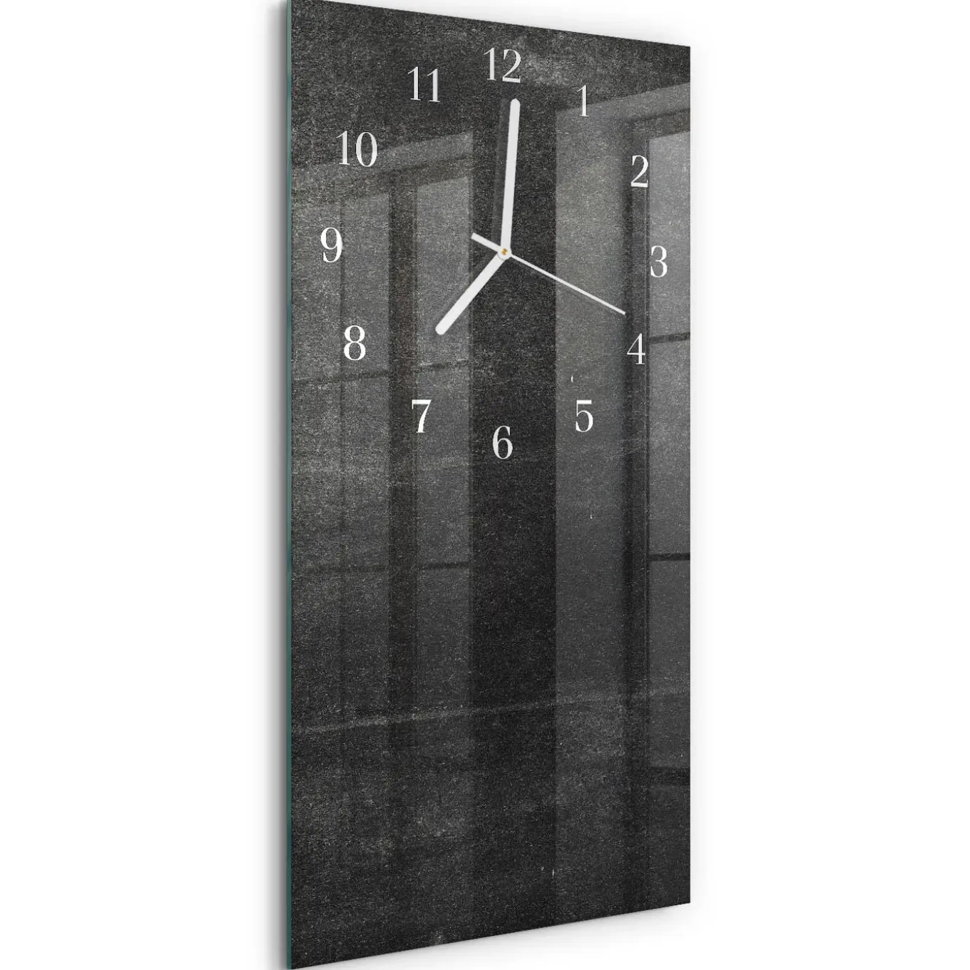 Tulup - Decoratieve Glazen Klok - Rechthoekige Verticaal - Grafiet - Grijs - 30x60 - Witte Handen