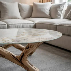 Tulup - Eettafel Met Glasplaat - Ronde - Wit - 80 Cm - Glazen Tafelbladkeukentafel