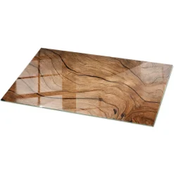 Tulup - Eettafel - Vierkant - Bruin - 140x70 Cm - Glazen Tafelblad - Bureaublad