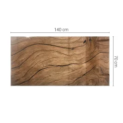 Tulup - Eettafel - Vierkant - Bruin - 140x70 Cm - Glazen Tafelblad - Bureaublad