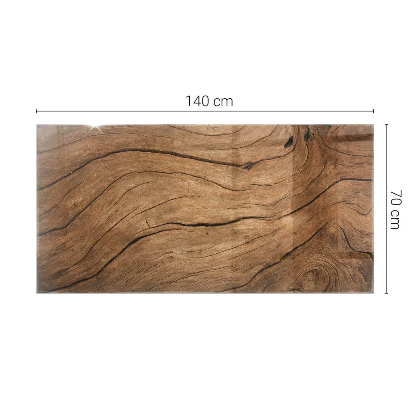 Tulup - Eettafel - Vierkant - Bruin - 140x70 Cm - Glazen Tafelblad - Bureaublad
