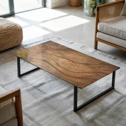 Tulup - Eettafel - Vierkant - Bruin - 140x70 Cm - Glazen Tafelblad - Bureaublad