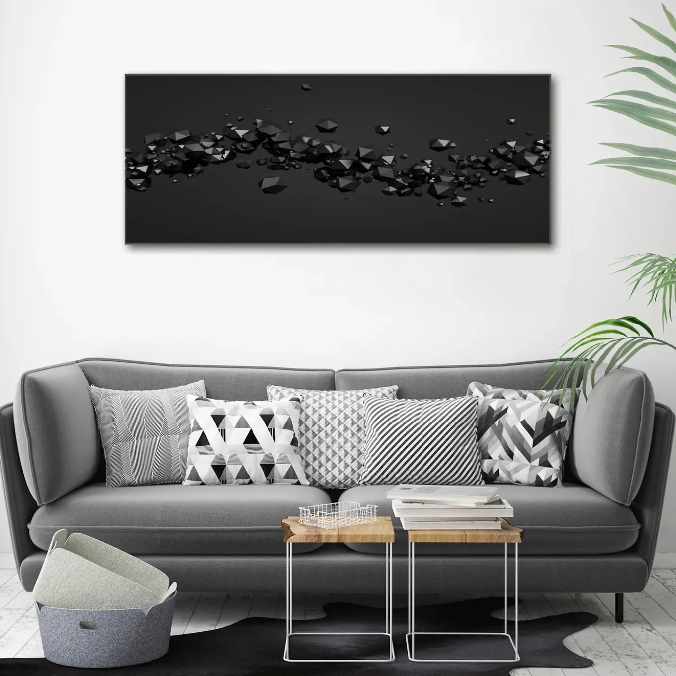 Tulup - Foto In Glas - 3d-abstractie - Zwart - 125x50 Cm - Schilderij Glas