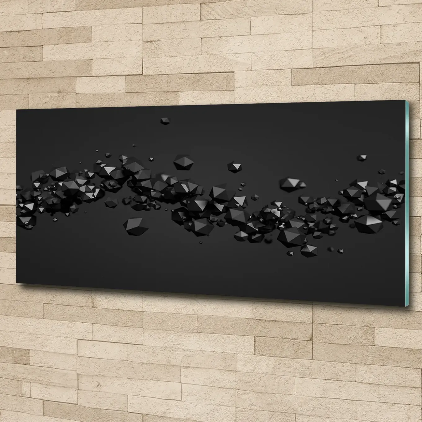 Tulup - Foto In Glas - 3d-abstractie - Zwart - 125x50 Cm - Schilderij Glas