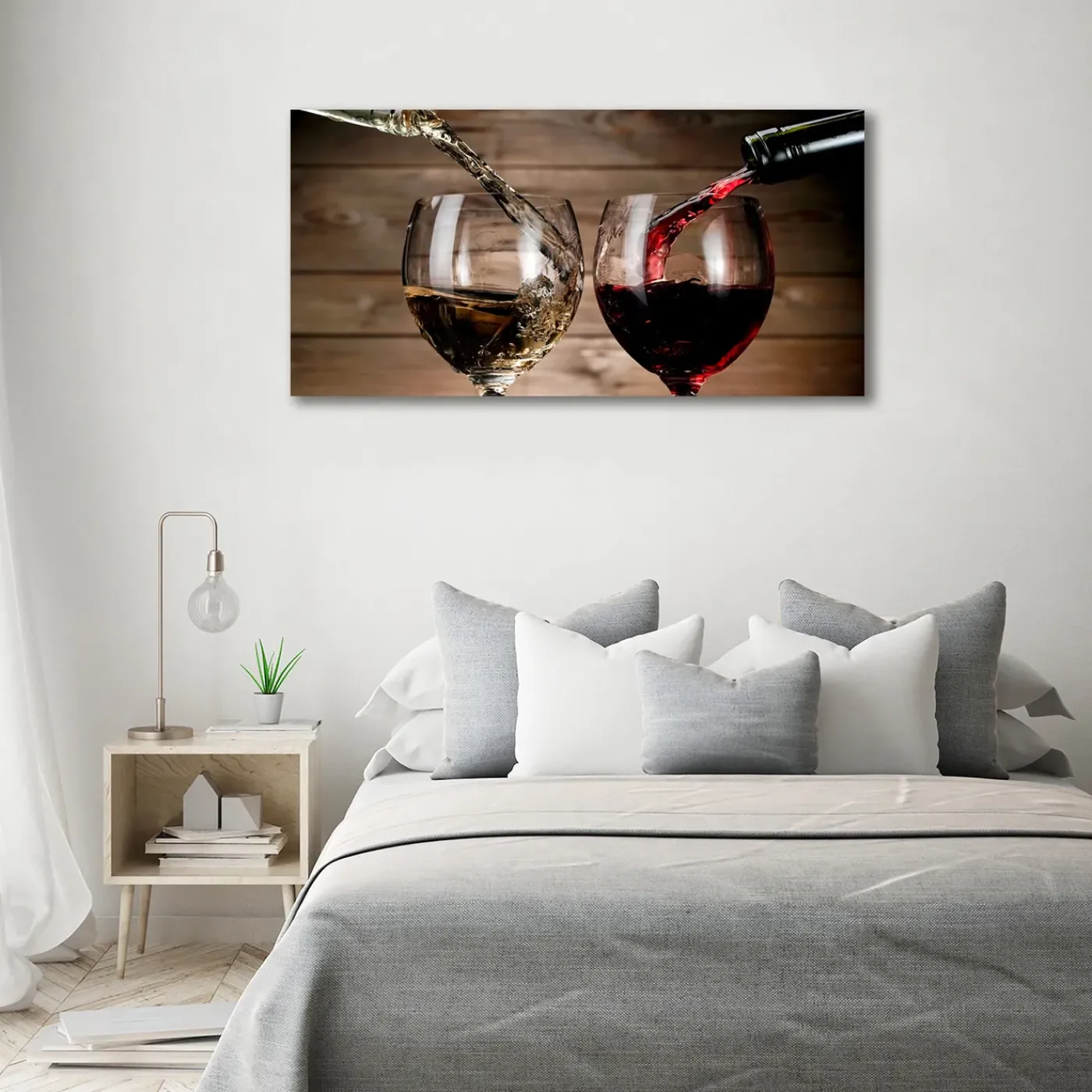 Tulup - Foto Op Glas - Wijn In Glazen - Rood - 140x70 Cm - Schilderij Glas