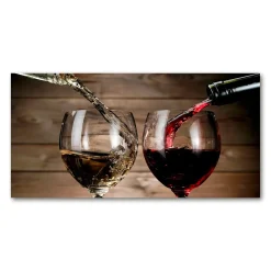 Tulup - Foto Op Glas - Wijn In Glazen - Rood - 140x70 Cm - Schilderij Glas