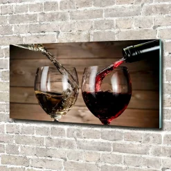 Tulup - Foto Op Glas - Wijn In Glazen - Rood - 140x70 Cm - Schilderij Glas