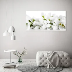 Tulup - Foto Op Glas - Witte Sneeuwklokjes - Wit - 120x60 Cm - Glas Schilderij