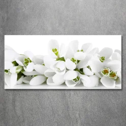 Tulup - Foto Op Glas - Witte Sneeuwklokjes - Wit - 120x60 Cm - Glas Schilderij