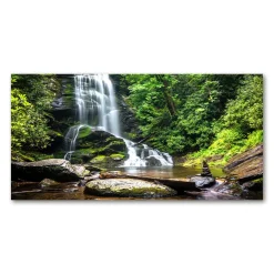Tulup - Glas Foto - Junglewaterval - Groene - 140x70 Cm - Glasschilderij