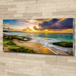 Tulup - Glas Foto - Zonsondergang - Oranje - 125x50 Cm - Glasschilderij