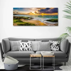 Tulup - Glas Foto - Zonsondergang - Oranje - 125x50 Cm - Glasschilderij