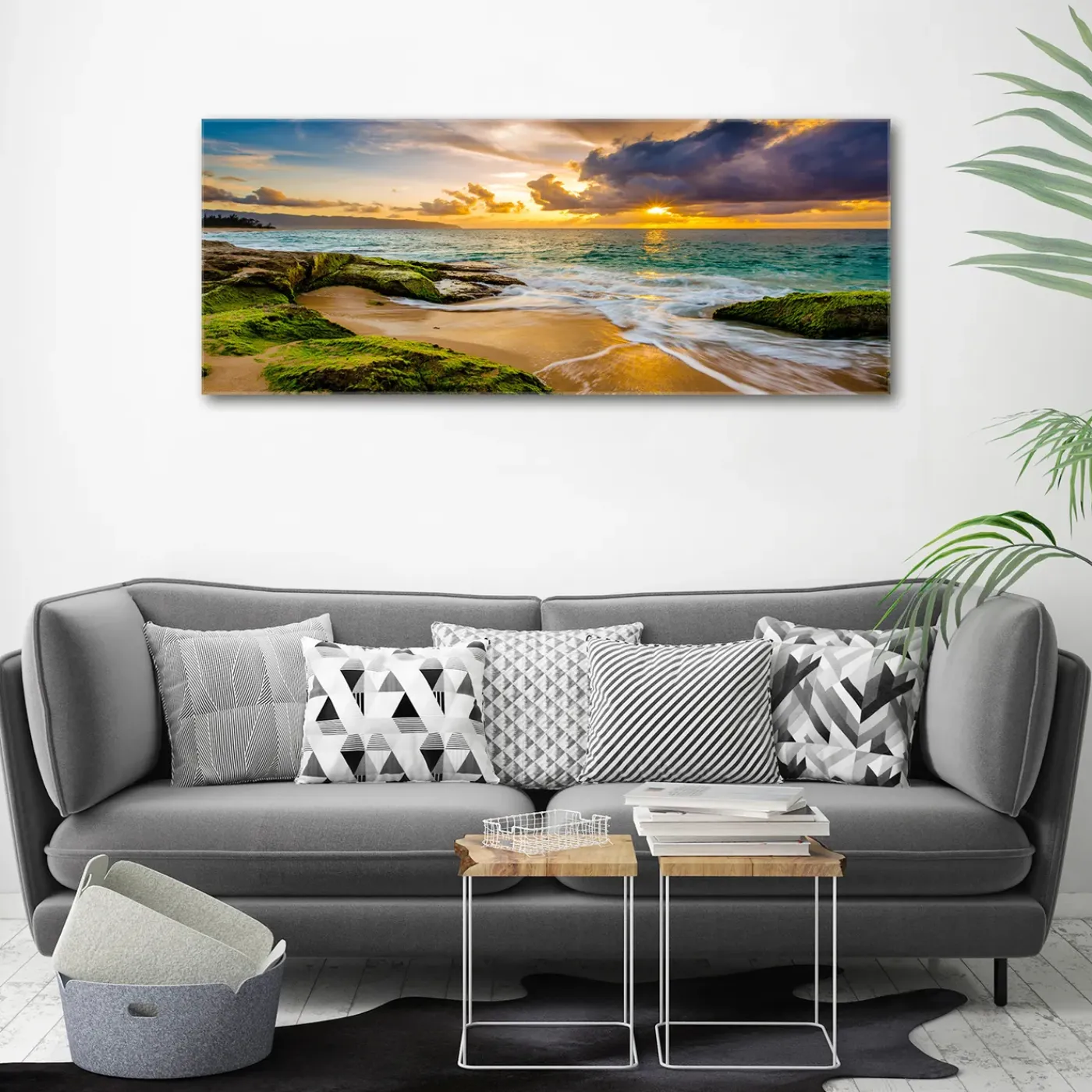 Tulup - Glas Foto - Zonsondergang - Oranje - 125x50 Cm - Glasschilderij
