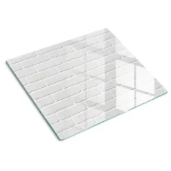 Tulup - Glas Snijplank - Bakstenen Muur - Wit - 60x52 Cm - Antislip Dienblad - Broodplankjes