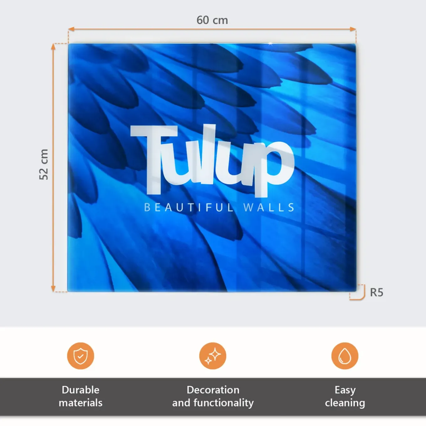 Tulup - Glas Snijplank - Bakstenen Muur - Wit - 60x52 Cm - Antislip Dienblad - Broodplankjes