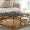 Tulup - Glazen Eettafel - Vierkant - Ecru - 140x70 Cm - Glazen Tafelblad - Bureaublad