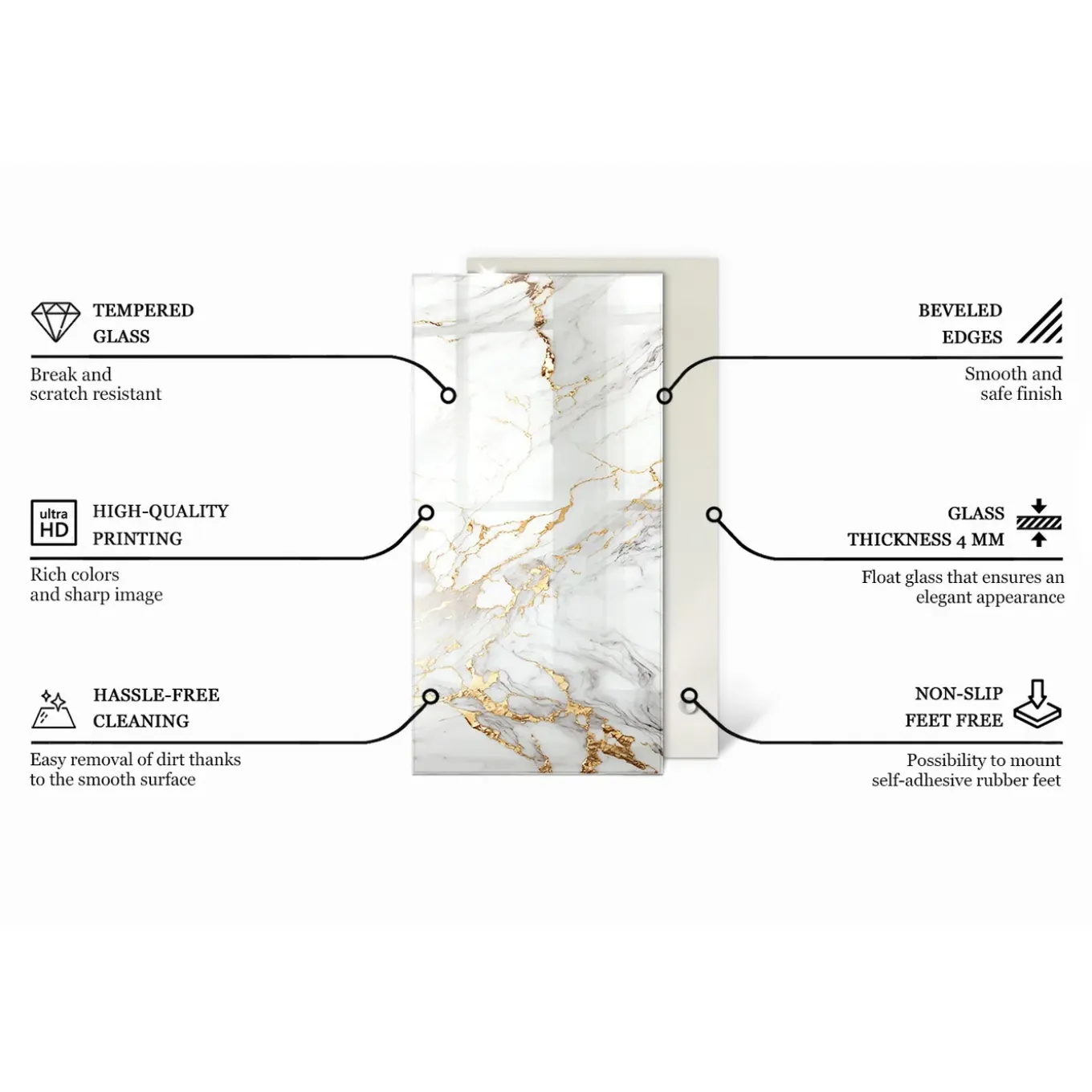Tulup - Glazen Eettafel - Vierkant - Ecru - 140x70 Cm - Glazen Tafelblad - Bureaublad