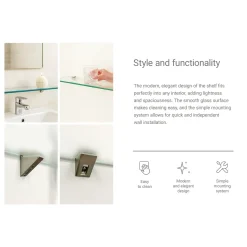 Tulup - Glazen Planchet Voor De Badkamer - Halfitransparant - 40x13 Cm - Melkglas Effect