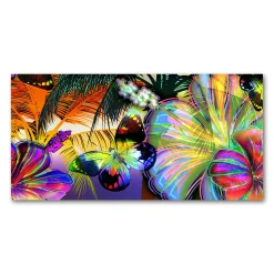 Tulup - Glazen Schilderij - Kleurrijke Bloemen - Veelkleurig - 120x60 Cm - Glas Foto