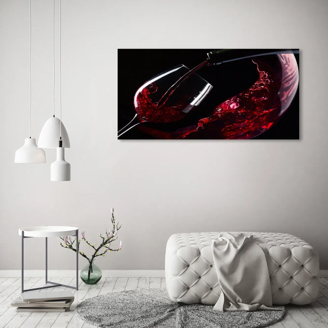 Tulup - Glazen Schilderij - Rode Wijn - Rood - 120x60 Cm - Foto Glas