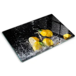 Tulup - Glazen Snijplank - Citroenen En Water - Geel - 80x52 Cm - Dienblad Antislip - Broodplank