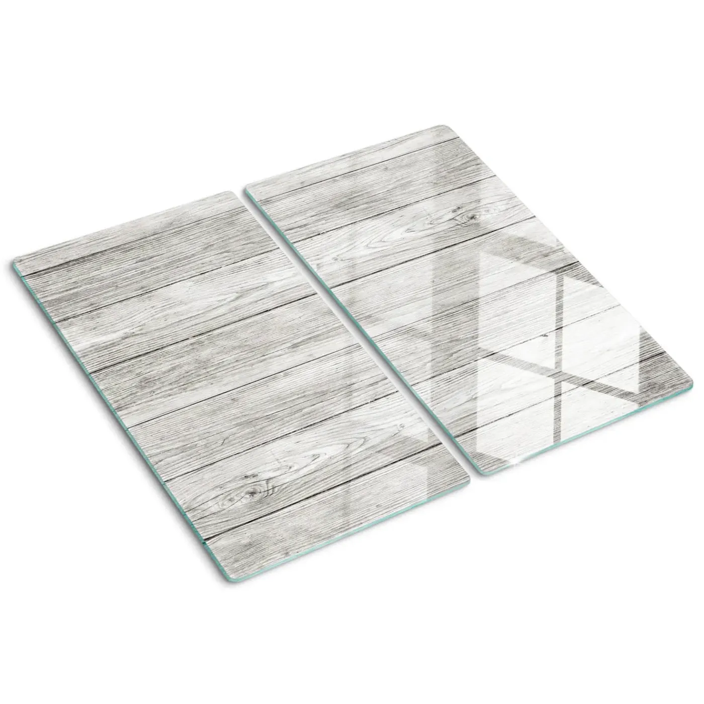 Tulup - Glazen Snijplankenset - Hout - Grijs - 2 St 30x52 Cm - Antislip Dienblad - Broodplankjes
