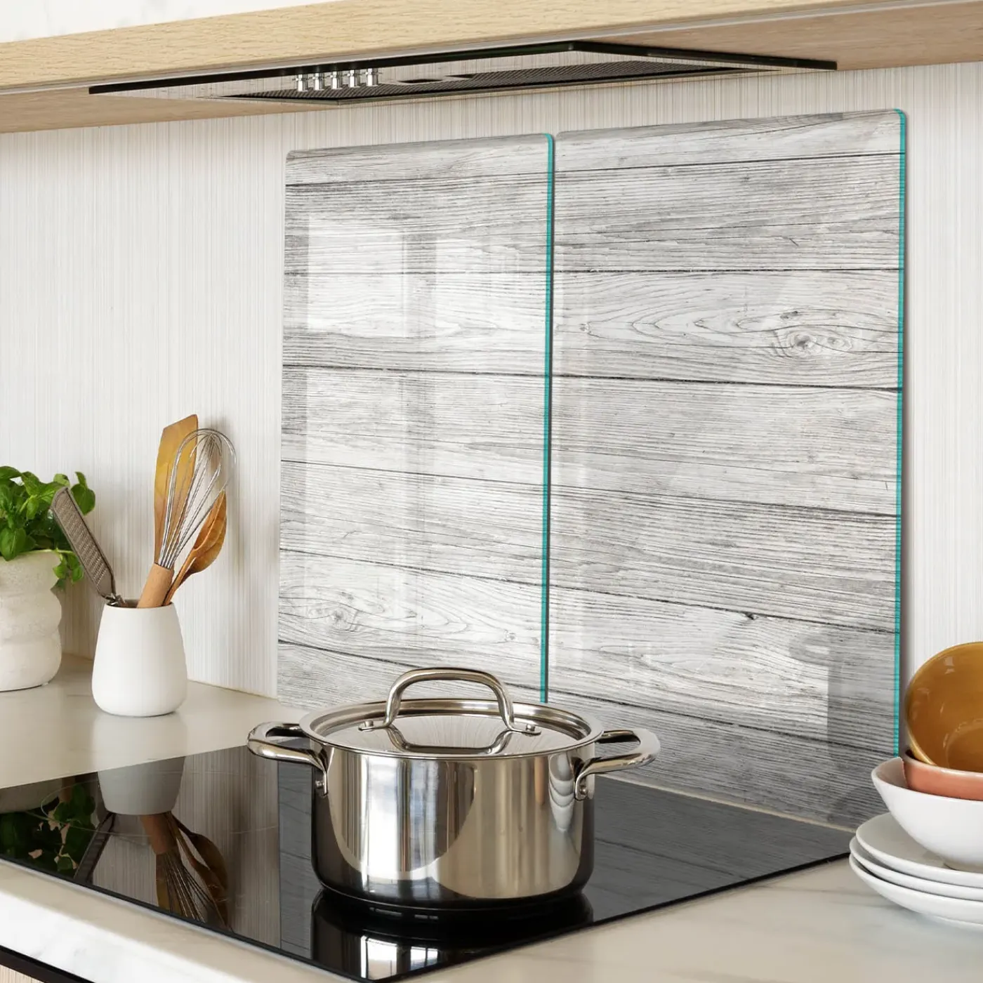 Tulup - Glazen Snijplankenset - Hout - Grijs - 2 St 30x52 Cm - Antislip Dienblad - Broodplankjes