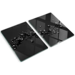 Tulup - Glazen Snijplankenset - 3d-lichamen - Zwart - 2 St 40x52 Cm - Dienblad Rechthoek